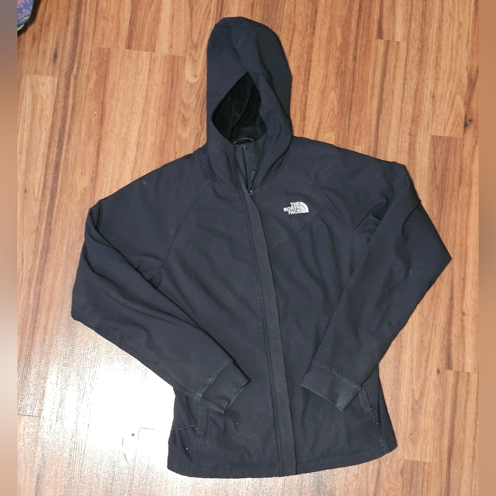 North Face womens Maddie Raschell black hooded zip jacket, size S